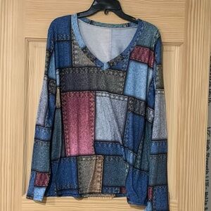Patchwork Long Sleeve Top